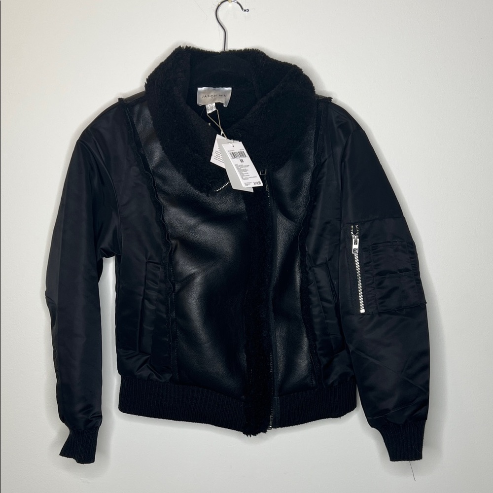 Jason Wu Faux Leather Bomber Jacket - Sherpa Lined - Women’s Medium - NWT